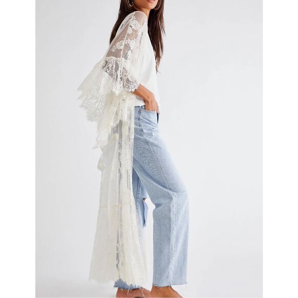 Free People Other - New Free People Muche Muchette Barbara Tiered Lace Kimono One Size